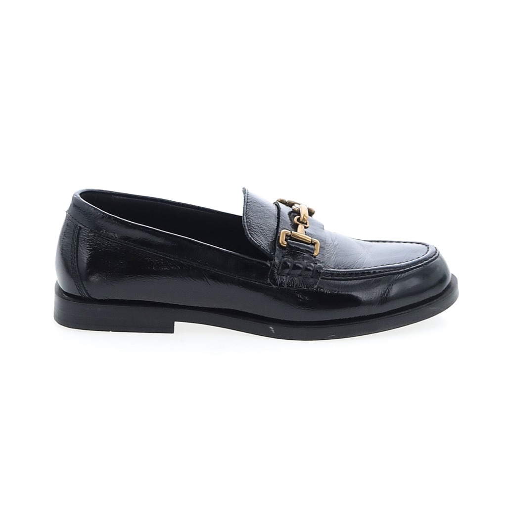 Massimo Dutti Black Leather Loafers Metal Detail Penny Loafer
